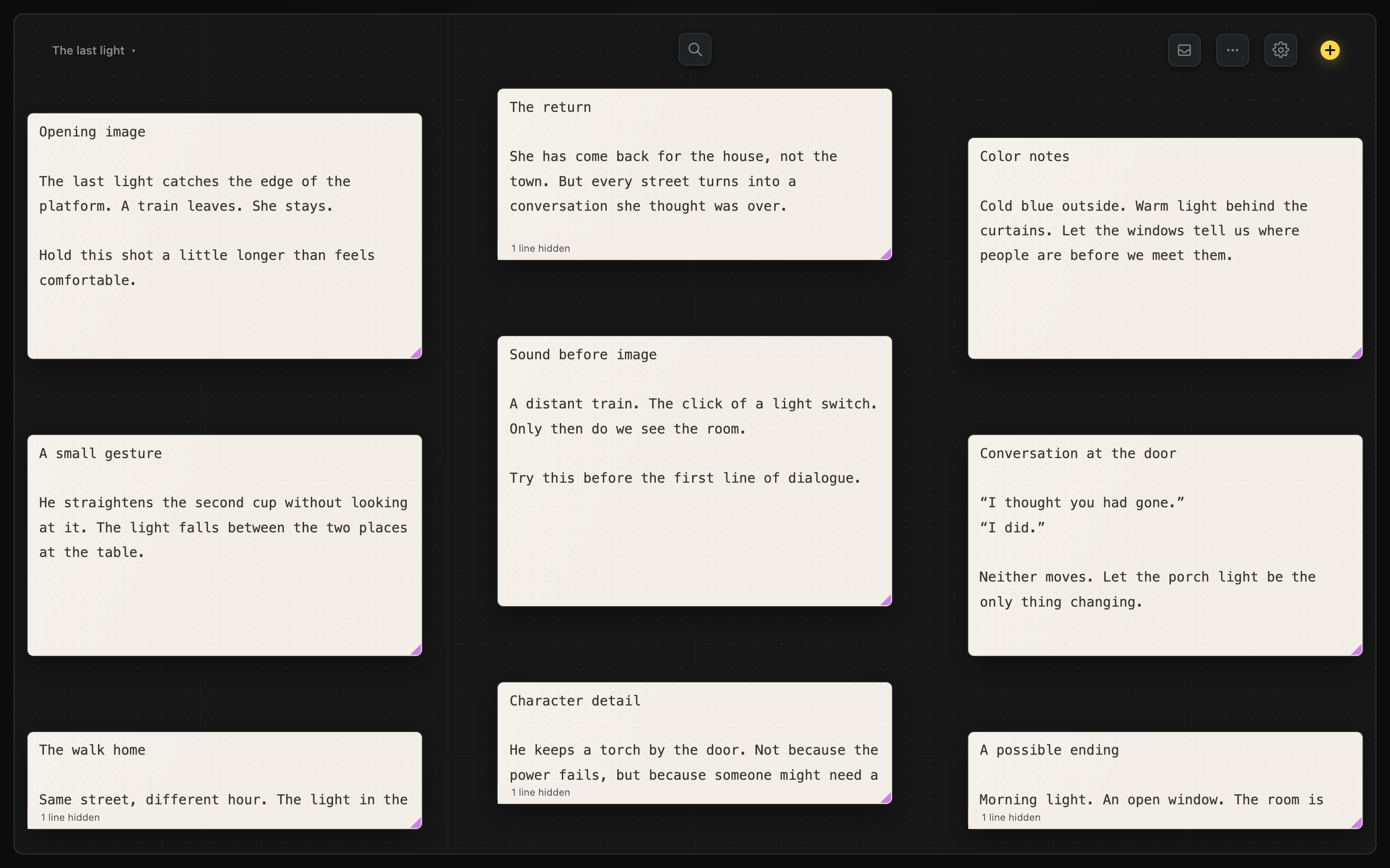 RESOURCE worktable with sample writing notes