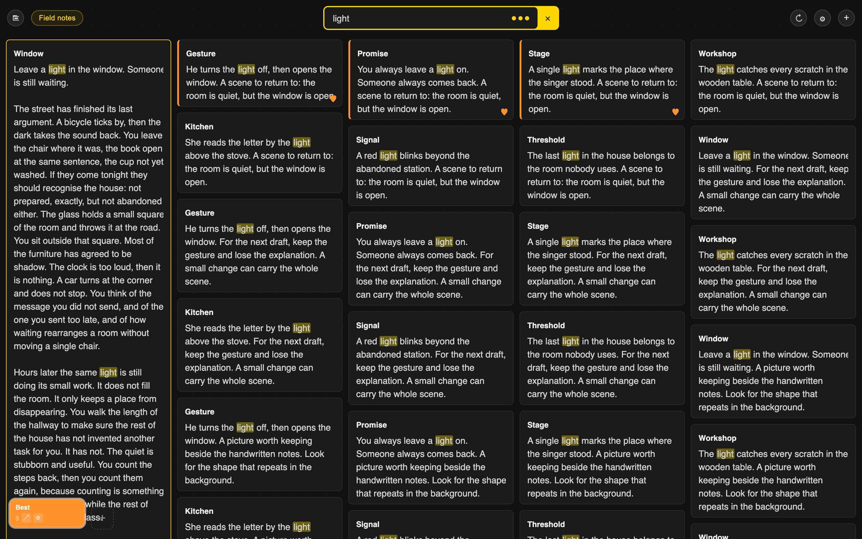 RESURFACE archive with sample writing notes