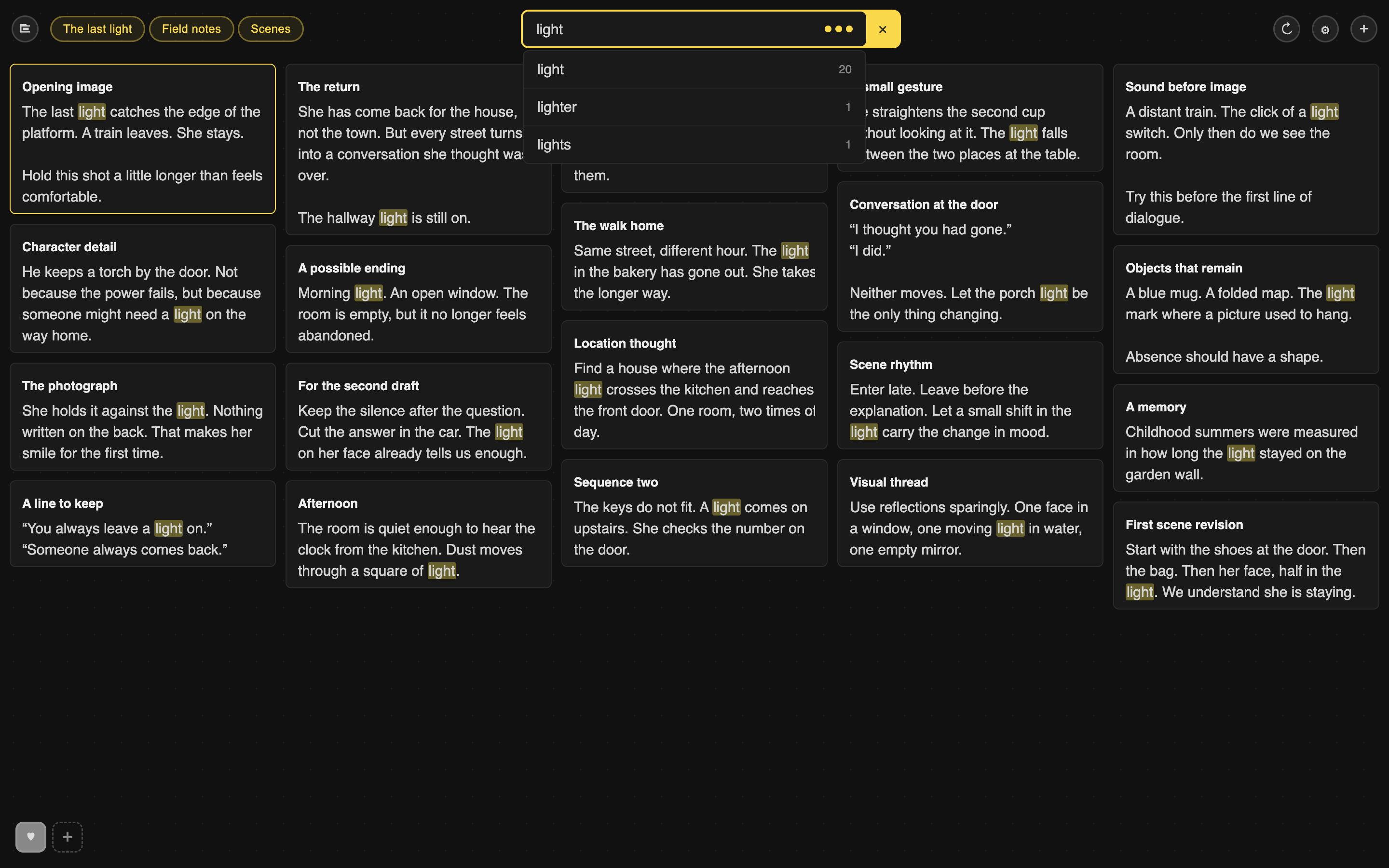 RESURFACE archive with sample writing notes